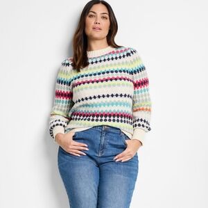 New Nic + Zoe Pattern Waffle Stitch Sweater Size 1X